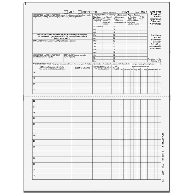 1095 C Preprinted Portrait Version With Instructions On Back